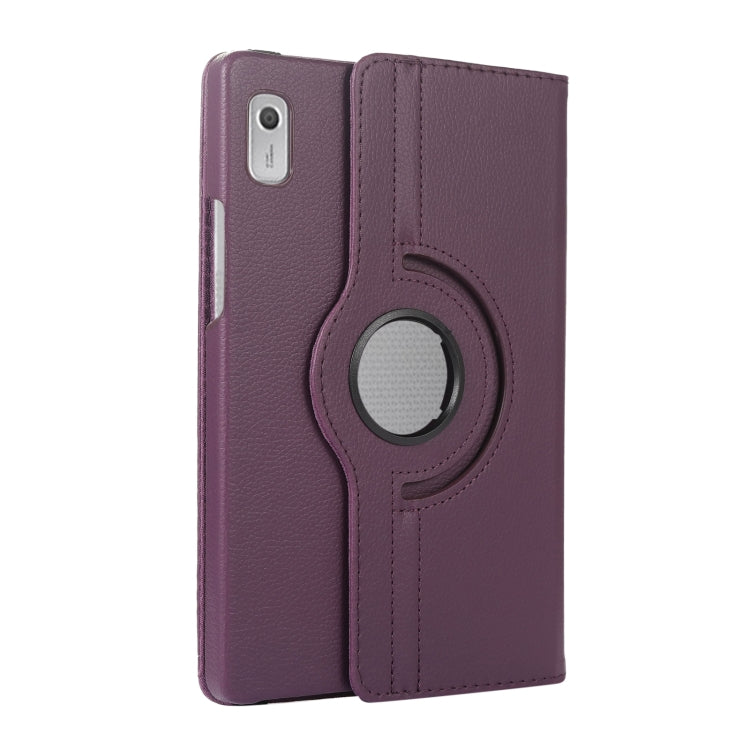 360 Degree Rotation Litchi Texture Tablet Leather Case with Holder, For Lenovo Tab M9