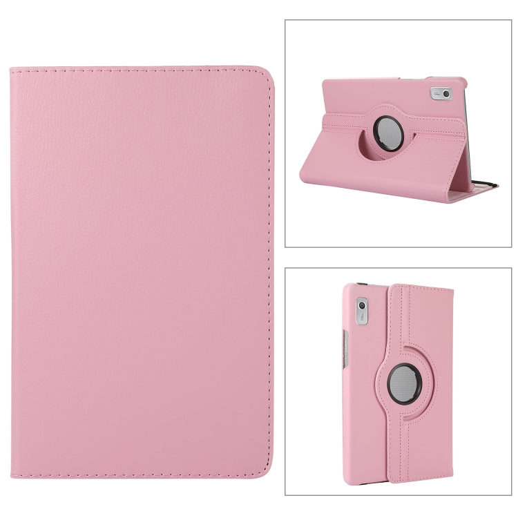 360 Degree Rotation Litchi Texture Tablet Leather Case with Holder, For Lenovo Tab M9
