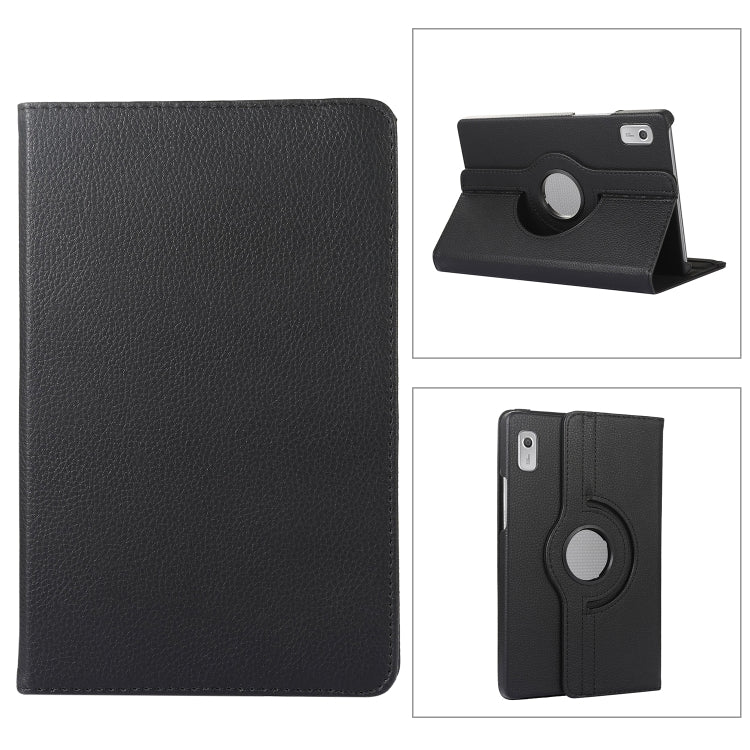 360 Degree Rotation Litchi Texture Tablet Leather Case with Holder, For Lenovo Tab M9