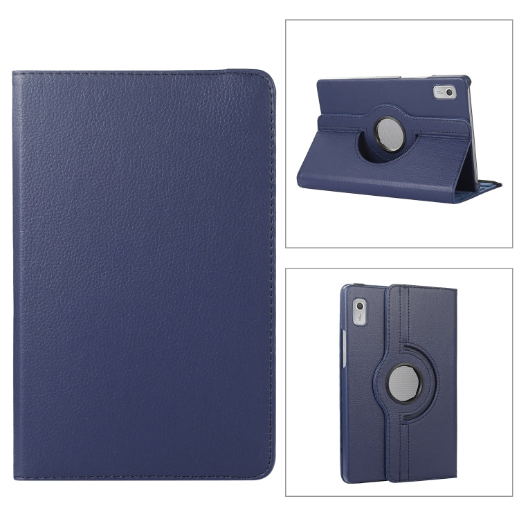 360 Degree Rotation Litchi Texture Tablet Leather Case with Holder, For Lenovo Tab M9