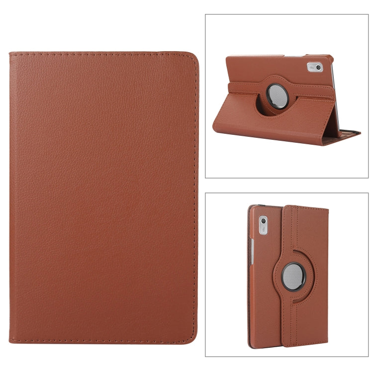 360 Degree Rotation Litchi Texture Tablet Leather Case with Holder, For Lenovo Tab M9