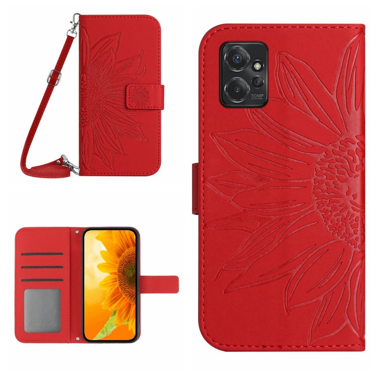 HT04 Skin Feel Sun Flower Embossed Flip Leather Phone Case with Lanyard, For Motorola Moto G Power 2023, For Motorola Moto G Stylus 5G 2023, For Sony Xperia 1 V, For Sony Xperia 10 V