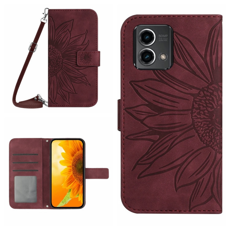 HT04 Skin Feel Sun Flower Embossed Flip Leather Phone Case with Lanyard, For Motorola Moto G Power 2023, For Motorola Moto G Stylus 5G 2023, For Sony Xperia 1 V, For Sony Xperia 10 V