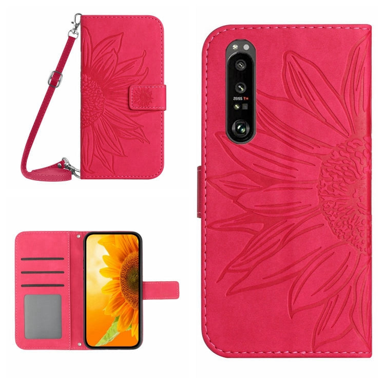 HT04 Skin Feel Sun Flower Embossed Flip Leather Phone Case with Lanyard, For Motorola Moto G Power 2023, For Motorola Moto G Stylus 5G 2023, For Sony Xperia 1 V, For Sony Xperia 10 V