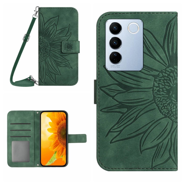 HT04 Skin Feel Sun Flower Embossed Flip Leather Phone Case with Lanyard, For vivo V27, For Samsung Galaxy F14 5G Global, For Xiaomi 13 Ultra