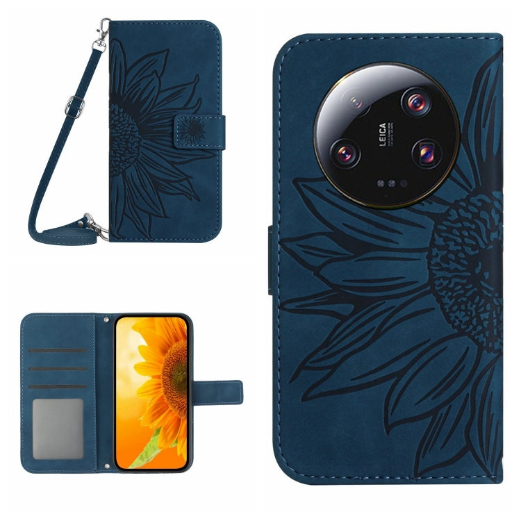 HT04 Skin Feel Sun Flower Embossed Flip Leather Phone Case with Lanyard, For vivo V27, For Samsung Galaxy F14 5G Global, For Xiaomi 13 Ultra
