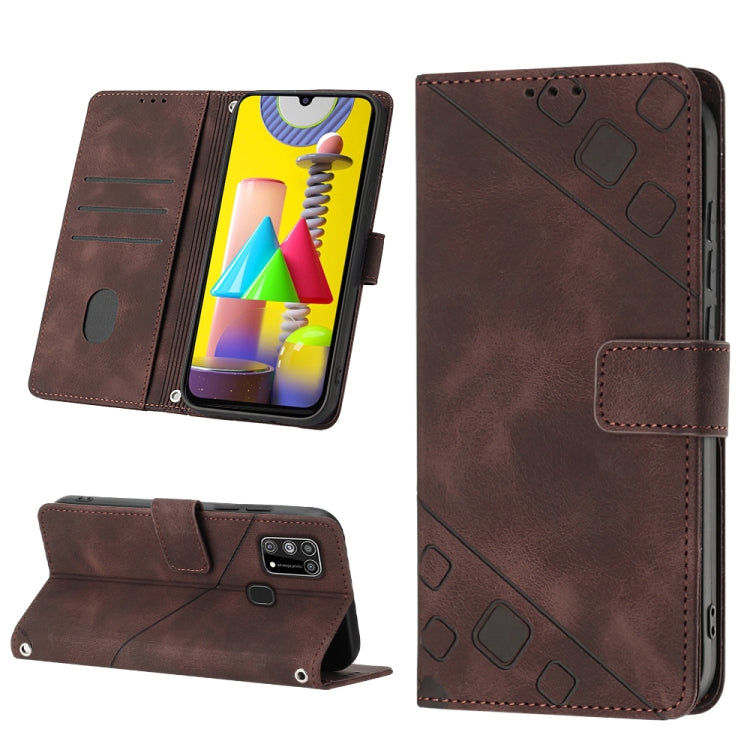 Skin-feel Embossed Leather Phone Case, For Samsung Galaxy M31 / F41 / M21s, For Samsung Galaxy M31s, For Samsung Galaxy M33 5G Global, For Samsung Galaxy M51, For Samsung Galaxy M52 5G, For Samsung Galaxy M53 5G, For Samsung Galaxy S20                 ...