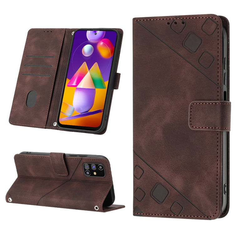 Skin-feel Embossed Leather Phone Case, For Samsung Galaxy M31 / F41 / M21s, For Samsung Galaxy M31s, For Samsung Galaxy M33 5G Global, For Samsung Galaxy M51, For Samsung Galaxy M52 5G, For Samsung Galaxy M53 5G, For Samsung Galaxy S20                 ...