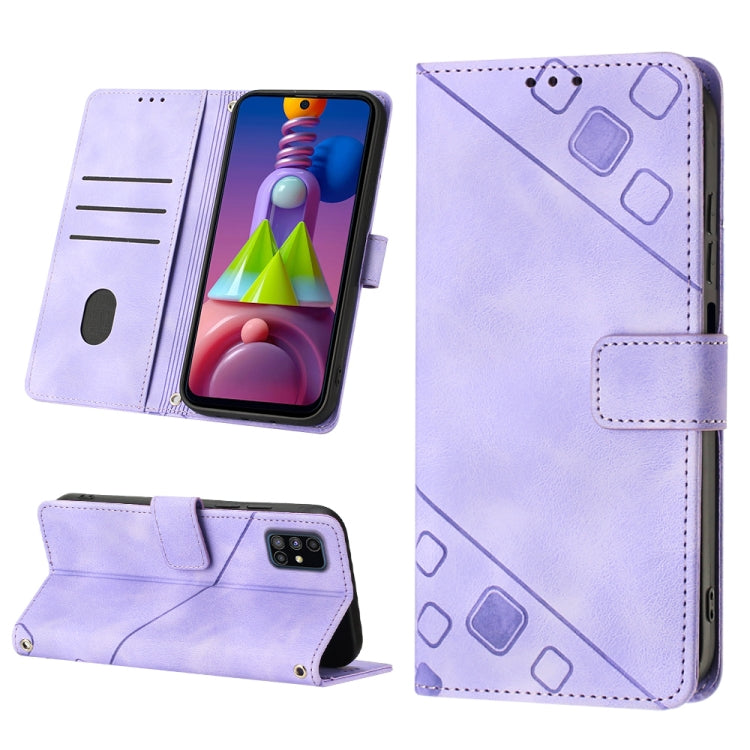 Skin-feel Embossed Leather Phone Case, For Samsung Galaxy M31 / F41 / M21s, For Samsung Galaxy M31s, For Samsung Galaxy M33 5G Global, For Samsung Galaxy M51, For Samsung Galaxy M52 5G, For Samsung Galaxy M53 5G, For Samsung Galaxy S20                 ...