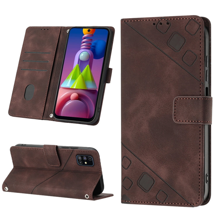 Skin-feel Embossed Leather Phone Case, For Samsung Galaxy M31 / F41 / M21s, For Samsung Galaxy M31s, For Samsung Galaxy M33 5G Global, For Samsung Galaxy M51, For Samsung Galaxy M52 5G, For Samsung Galaxy M53 5G, For Samsung Galaxy S20                 ...
