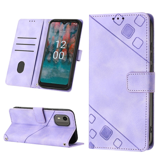 Skin-feel Embossed Leather Phone Case, For Nokia C12, For Nokia C02, For Nokia C22, For Nokia C32, For Nokia G22, For Xiaomi Poco C55 / Redmi 12C / 11A, For Xiaomi 13, For Xiaomi 13 Pro