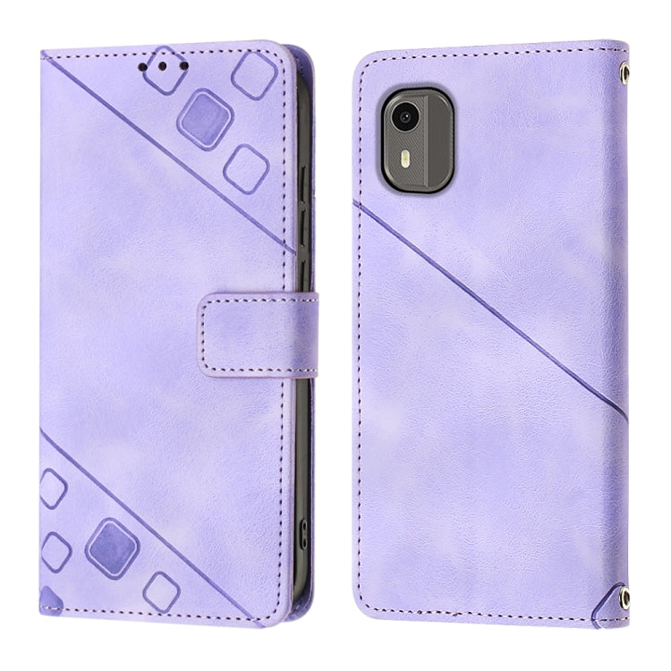 Skin-feel Embossed Leather Phone Case, For Nokia C12, For Nokia C02, For Nokia C22, For Nokia C32, For Nokia G22, For Xiaomi Poco C55 / Redmi 12C / 11A, For Xiaomi 13, For Xiaomi 13 Pro