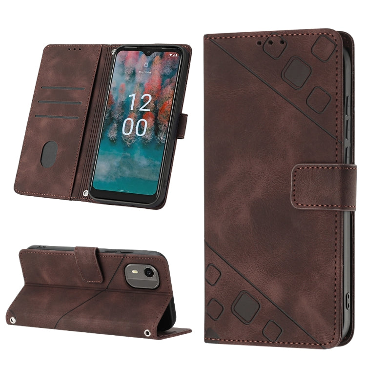 Skin-feel Embossed Leather Phone Case, For Nokia C12, For Nokia C02, For Nokia C22, For Nokia C32, For Nokia G22, For Xiaomi Poco C55 / Redmi 12C / 11A, For Xiaomi 13, For Xiaomi 13 Pro
