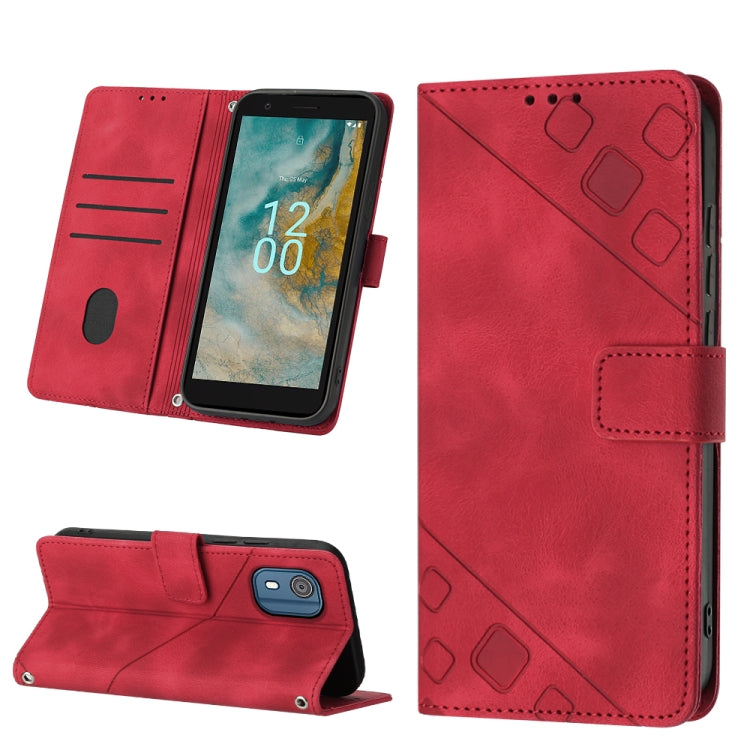 Skin-feel Embossed Leather Phone Case, For Nokia C12, For Nokia C02, For Nokia C22, For Nokia C32, For Nokia G22, For Xiaomi Poco C55 / Redmi 12C / 11A, For Xiaomi 13, For Xiaomi 13 Pro