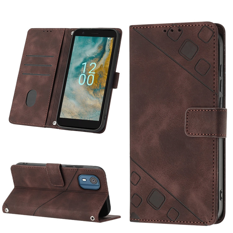 Skin-feel Embossed Leather Phone Case, For Nokia C12, For Nokia C02, For Nokia C22, For Nokia C32, For Nokia G22, For Xiaomi Poco C55 / Redmi 12C / 11A, For Xiaomi 13, For Xiaomi 13 Pro