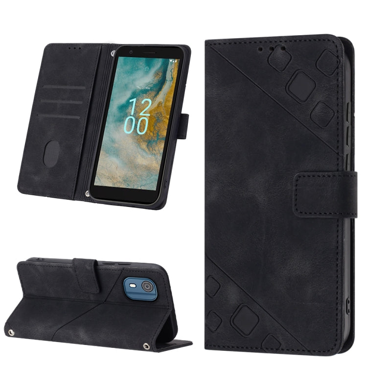 Skin-feel Embossed Leather Phone Case, For Nokia C12, For Nokia C02, For Nokia C22, For Nokia C32, For Nokia G22, For Xiaomi Poco C55 / Redmi 12C / 11A, For Xiaomi 13, For Xiaomi 13 Pro
