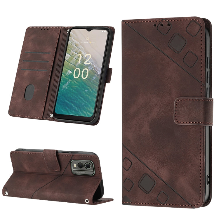 Skin-feel Embossed Leather Phone Case, For Nokia C12, For Nokia C02, For Nokia C22, For Nokia C32, For Nokia G22, For Xiaomi Poco C55 / Redmi 12C / 11A, For Xiaomi 13, For Xiaomi 13 Pro
