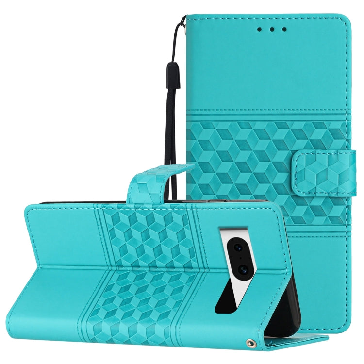 Diamond Embossed Skin Feel Leather Phone Case with Lanyard, For Google Pixel 8, For Google Pixel 8 Pro, For Google Pixel 7 5G, For Google Pixel 7 Pro 5G, For Google Pixel 7a, For Google Pixel 6, For Google Pixel 6 Pro, For Google Pixel 6a