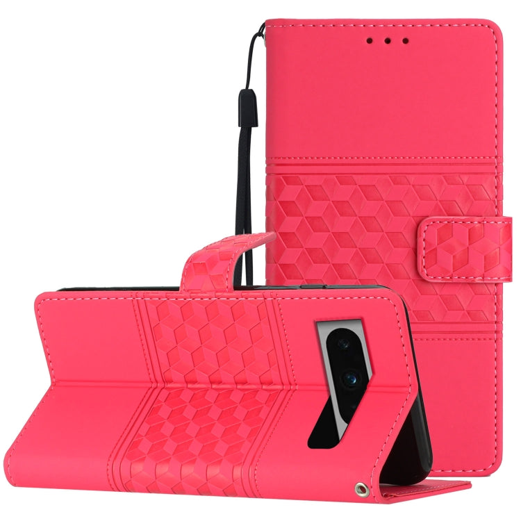 Diamond Embossed Skin Feel Leather Phone Case with Lanyard, For Google Pixel 8, For Google Pixel 8 Pro, For Google Pixel 7 5G, For Google Pixel 7 Pro 5G, For Google Pixel 7a, For Google Pixel 6, For Google Pixel 6 Pro, For Google Pixel 6a