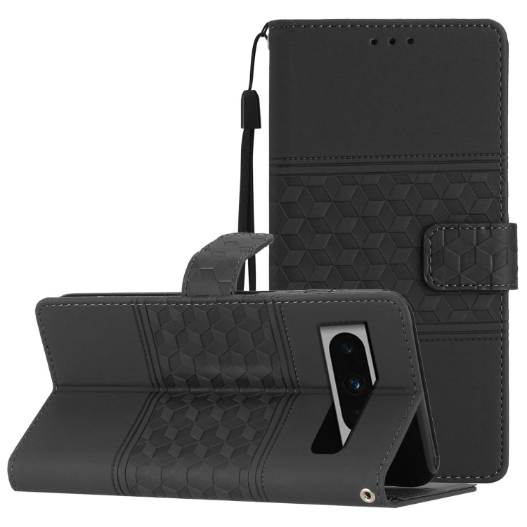 Diamond Embossed Skin Feel Leather Phone Case with Lanyard, For Google Pixel 8, For Google Pixel 8 Pro, For Google Pixel 7 5G, For Google Pixel 7 Pro 5G, For Google Pixel 7a, For Google Pixel 6, For Google Pixel 6 Pro, For Google Pixel 6a