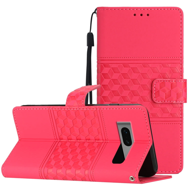Diamond Embossed Skin Feel Leather Phone Case with Lanyard, For Google Pixel 8, For Google Pixel 8 Pro, For Google Pixel 7 5G, For Google Pixel 7 Pro 5G, For Google Pixel 7a, For Google Pixel 6, For Google Pixel 6 Pro, For Google Pixel 6a