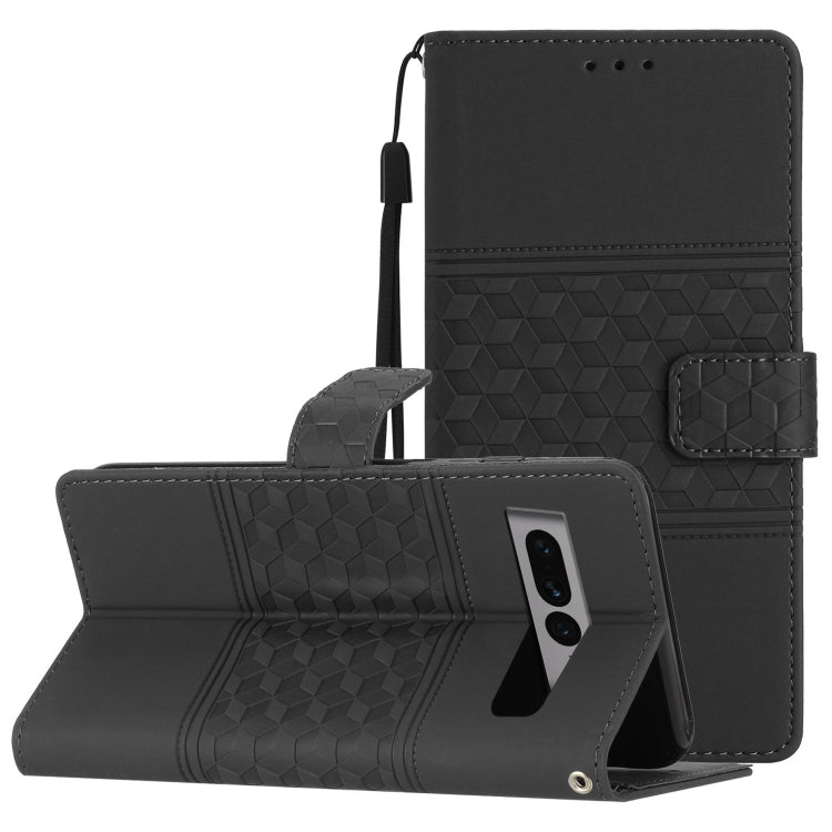 Diamond Embossed Skin Feel Leather Phone Case with Lanyard, For Google Pixel 8, For Google Pixel 8 Pro, For Google Pixel 7 5G, For Google Pixel 7 Pro 5G, For Google Pixel 7a, For Google Pixel 6, For Google Pixel 6 Pro, For Google Pixel 6a