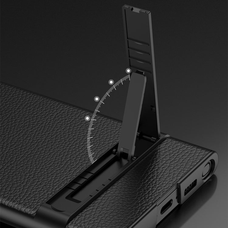 GKK Triumph Ultra-Thin Plain Leather Phone Case with Holder, For Samsung Galaxy S23 5G, For Samsung Galaxy S23+ 5G, For Samsung Galaxy S23 Ultra 5G