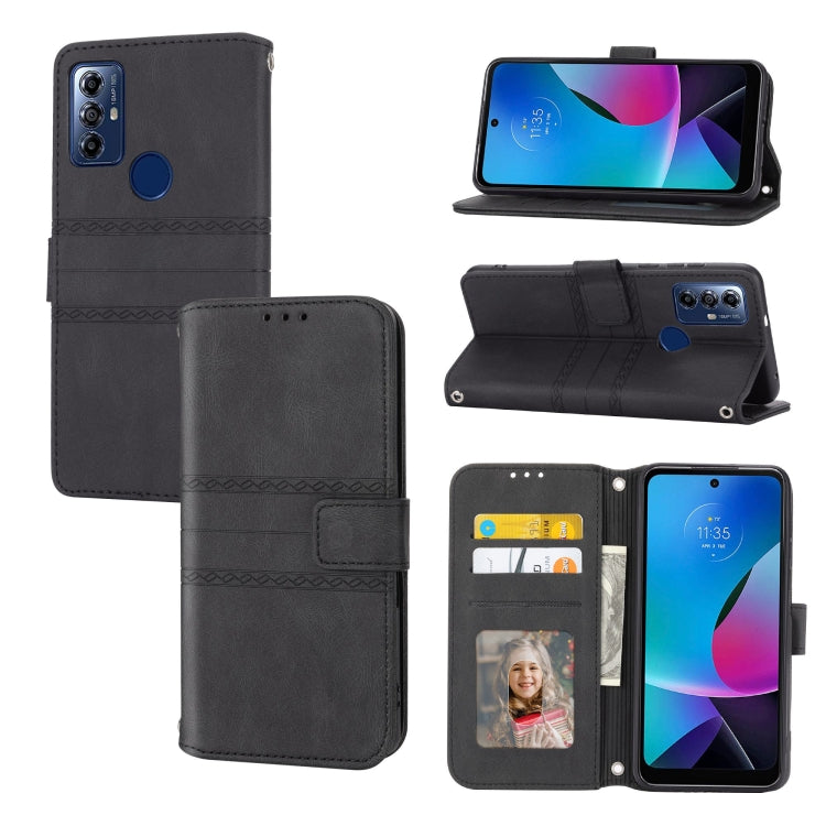 Embossed Stripes Skin Feel Leather Phone Case, For Motorola Moto G Play 5G, For Motorola Moto G Stylus 5G 2023, For Xiaomi Redmi Note 12 5G Global, For Xiaomi Redmi Note 12 Pro 5G Global, For Redmi Note 12 Pro+ 5G Global                                ...