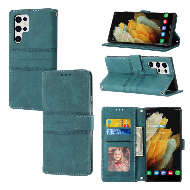 Embossed Stripes Skin Feel Leather Phone Case, For Samsung Galaxy S23+ 5G, For Samsung Galaxy S23 Ultra 5G, For Samsung Galaxy A14 5G, For Samsung Galaxy A34 5G, For Samsung Galaxy A54 5G