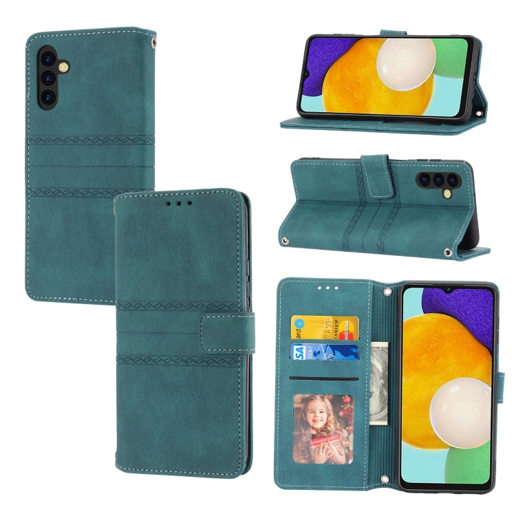Embossed Stripes Skin Feel Leather Phone Case, For Samsung Galaxy S23+ 5G, For Samsung Galaxy S23 Ultra 5G, For Samsung Galaxy A14 5G, For Samsung Galaxy A34 5G, For Samsung Galaxy A54 5G