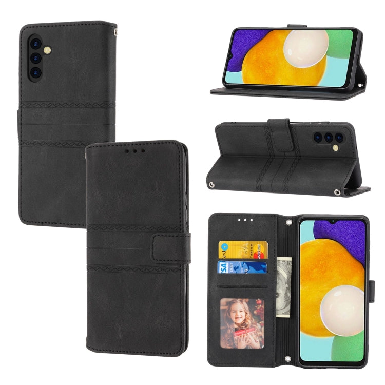 Embossed Stripes Skin Feel Leather Phone Case, For Samsung Galaxy S23+ 5G, For Samsung Galaxy S23 Ultra 5G, For Samsung Galaxy A14 5G, For Samsung Galaxy A34 5G, For Samsung Galaxy A54 5G