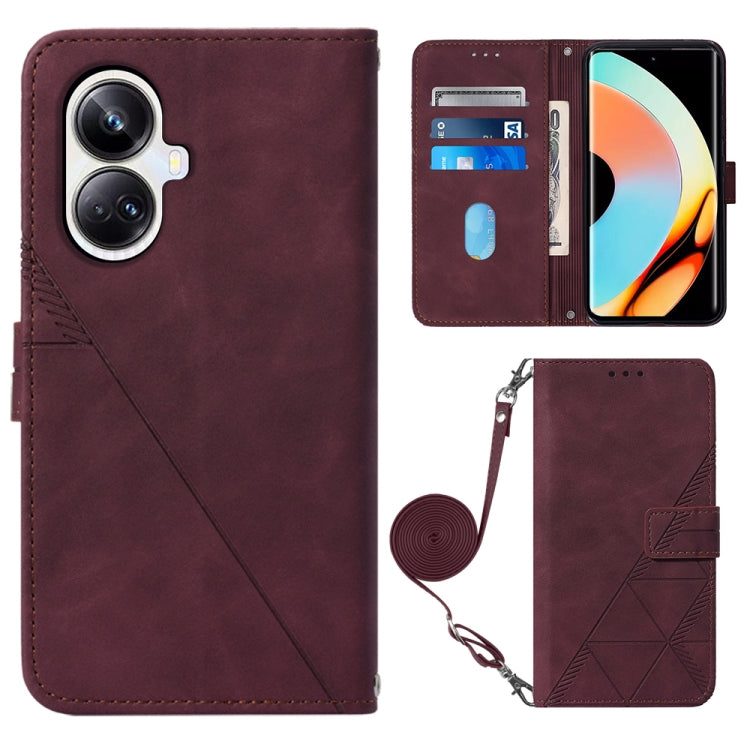Crossbody 3D Embossed Flip Leather Phone Case, For OPPO Find X6, For OPPO Find X6 Pro, For OPPO Reno8 T 5G / A1 Pro 5G Global, For Realme 10 4G, For Realme 10 Pro 5G, For Realme 10 Pro+ 5G, For Realme C55, For Realme GT Neo 5  5G / GT 3