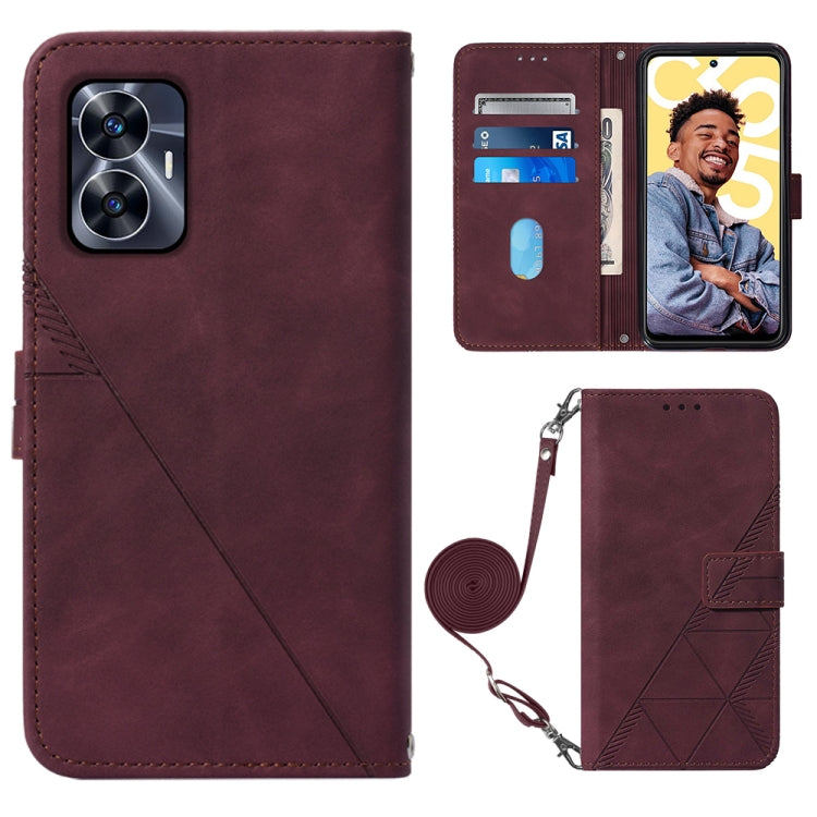 Crossbody 3D Embossed Flip Leather Phone Case, For OPPO Find X6, For OPPO Find X6 Pro, For OPPO Reno8 T 5G / A1 Pro 5G Global, For Realme 10 4G, For Realme 10 Pro 5G, For Realme 10 Pro+ 5G, For Realme C55, For Realme GT Neo 5  5G / GT 3
