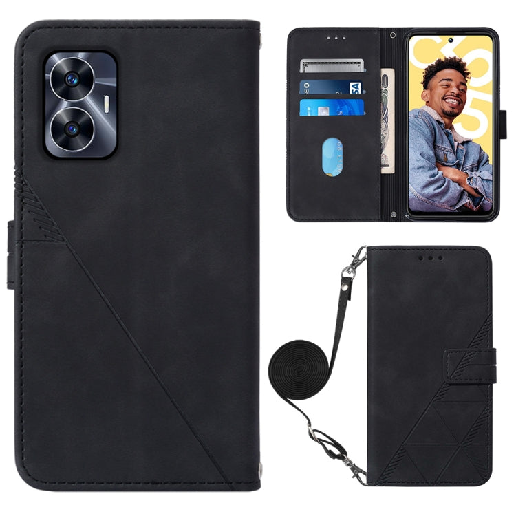 Crossbody 3D Embossed Flip Leather Phone Case, For OPPO Find X6, For OPPO Find X6 Pro, For OPPO Reno8 T 5G / A1 Pro 5G Global, For Realme 10 4G, For Realme 10 Pro 5G, For Realme 10 Pro+ 5G, For Realme C55, For Realme GT Neo 5  5G / GT 3