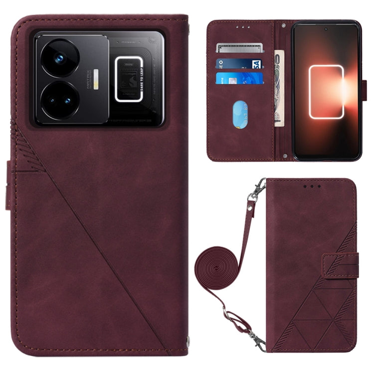 Crossbody 3D Embossed Flip Leather Phone Case, For OPPO Find X6, For OPPO Find X6 Pro, For OPPO Reno8 T 5G / A1 Pro 5G Global, For Realme 10 4G, For Realme 10 Pro 5G, For Realme 10 Pro+ 5G, For Realme C55, For Realme GT Neo 5  5G / GT 3
