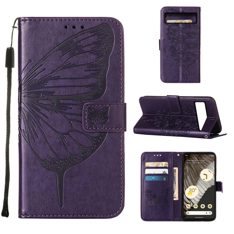 Embossed Butterfly Leather Phone Case, For Google Pixel 8, For Google Pixel 8 Pro
