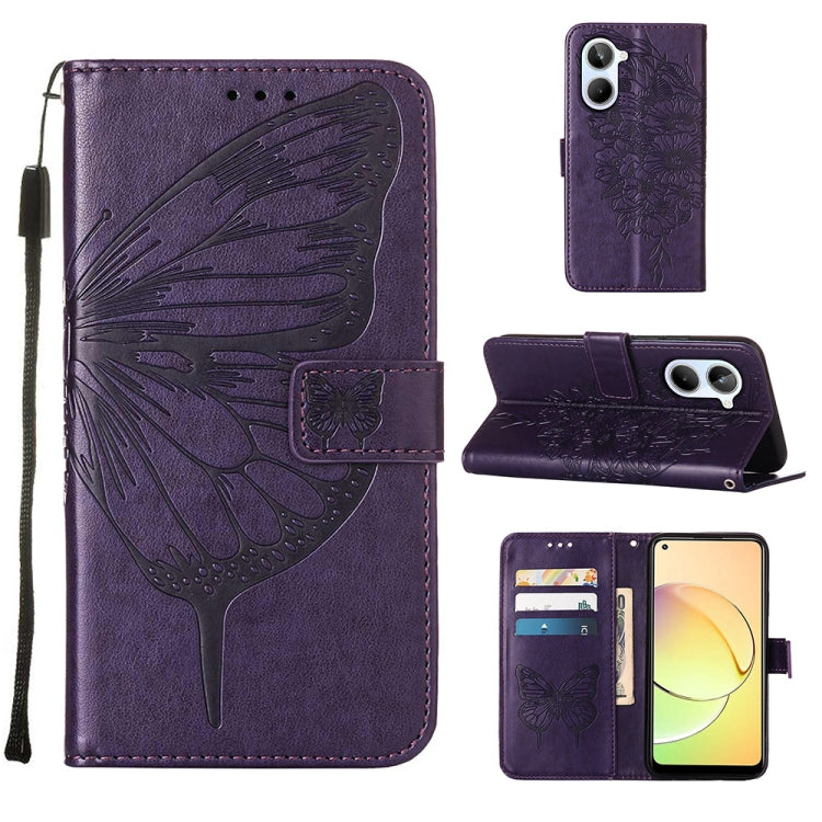 Embossed Butterfly Leather Phone Case, For OnePlus Ace 2 5G / 11R 5G, For Motorola Moto G Stylus 5G 2023, For Realme 10 4G, For Realme 10 Pro 5G, For Realme 10 Pro+ 5G, For Realme C55