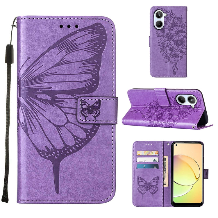 Embossed Butterfly Leather Phone Case, For OnePlus Ace 2 5G / 11R 5G, For Motorola Moto G Stylus 5G 2023, For Realme 10 4G, For Realme 10 Pro 5G, For Realme 10 Pro+ 5G, For Realme C55