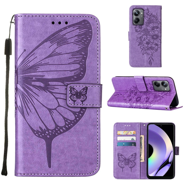 Embossed Butterfly Leather Phone Case, For OnePlus Ace 2 5G / 11R 5G, For Motorola Moto G Stylus 5G 2023, For Realme 10 4G, For Realme 10 Pro 5G, For Realme 10 Pro+ 5G, For Realme C55