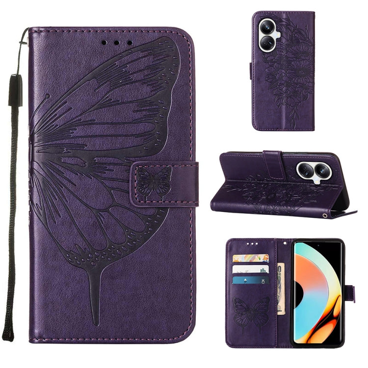 Embossed Butterfly Leather Phone Case, For OnePlus Ace 2 5G / 11R 5G, For Motorola Moto G Stylus 5G 2023, For Realme 10 4G, For Realme 10 Pro 5G, For Realme 10 Pro+ 5G, For Realme C55