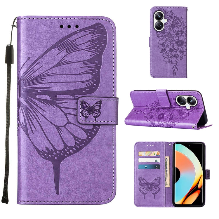 Embossed Butterfly Leather Phone Case, For OnePlus Ace 2 5G / 11R 5G, For Motorola Moto G Stylus 5G 2023, For Realme 10 4G, For Realme 10 Pro 5G, For Realme 10 Pro+ 5G, For Realme C55