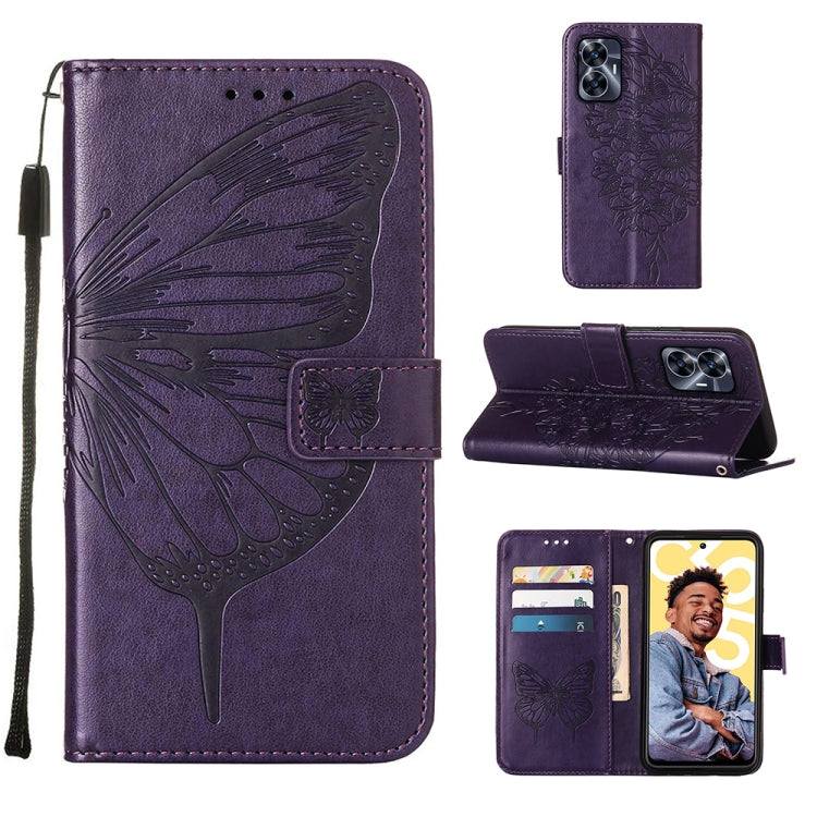 Embossed Butterfly Leather Phone Case, For OnePlus Ace 2 5G / 11R 5G, For Motorola Moto G Stylus 5G 2023, For Realme 10 4G, For Realme 10 Pro 5G, For Realme 10 Pro+ 5G, For Realme C55
