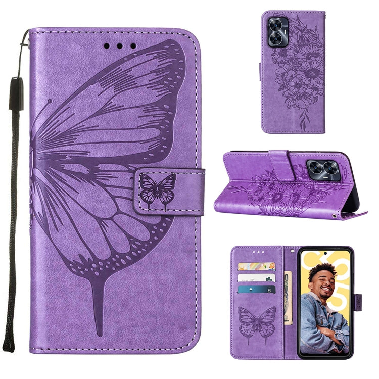 Embossed Butterfly Leather Phone Case, For OnePlus Ace 2 5G / 11R 5G, For Motorola Moto G Stylus 5G 2023, For Realme 10 4G, For Realme 10 Pro 5G, For Realme 10 Pro+ 5G, For Realme C55