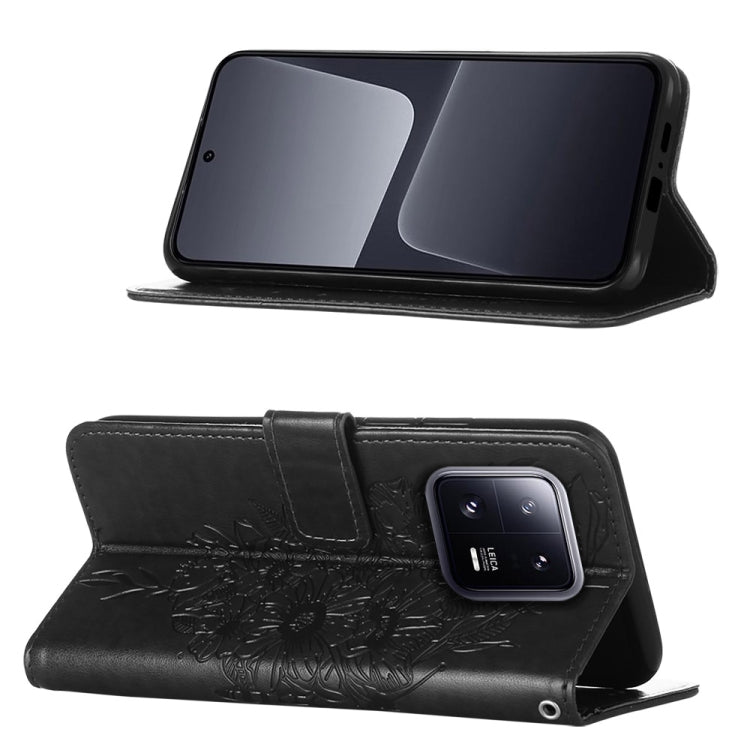 Embossed Butterfly Leather Phone Case, For Xiaomi 13 Pro, For Xiaomi Poco X5 Pro 5G / Redmi Note 12 Pro Speed