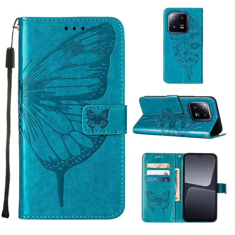 Embossed Butterfly Leather Phone Case, For Xiaomi 13 Pro, For Xiaomi Poco X5 Pro 5G / Redmi Note 12 Pro Speed