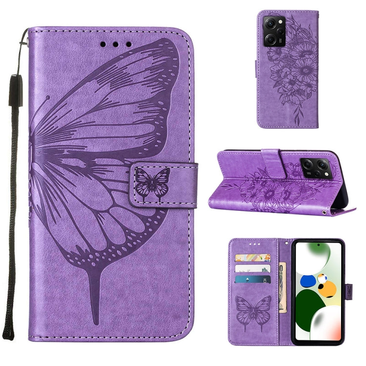 Embossed Butterfly Leather Phone Case, For Xiaomi 13 Pro, For Xiaomi Poco X5 Pro 5G / Redmi Note 12 Pro Speed