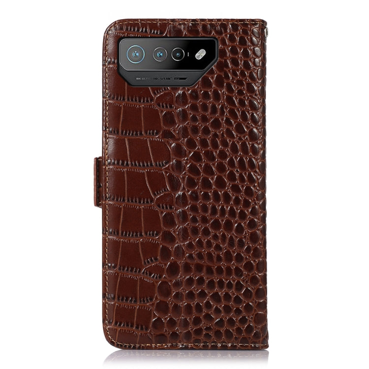 Crocodile Top Layer Cowhide Leather Phone Case, For Asus ROG Phone 7