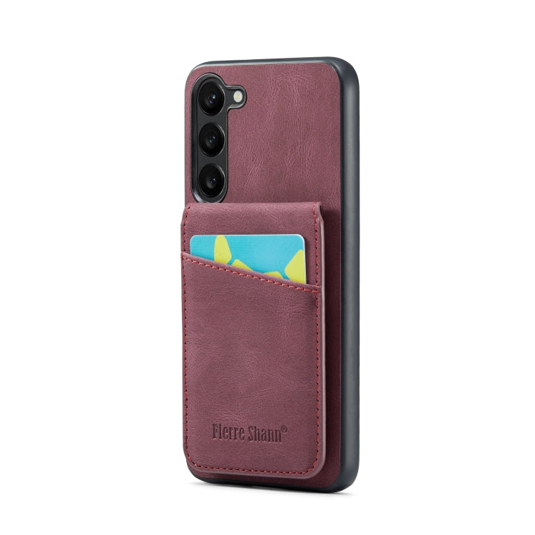Fierre Shann Crazy Horse Card Holder Back Cover PU Phone Case, For Samsung Galaxy S22 Ultra 5G, For Samsung Galaxy S23 5G, For Samsung Galaxy S23+ 5G, For Samsung Galaxy S23 Ultra 5G