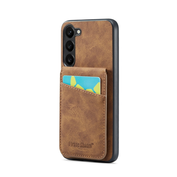 Fierre Shann Crazy Horse Card Holder Back Cover PU Phone Case, For Samsung Galaxy S22 Ultra 5G, For Samsung Galaxy S23 5G, For Samsung Galaxy S23+ 5G, For Samsung Galaxy S23 Ultra 5G