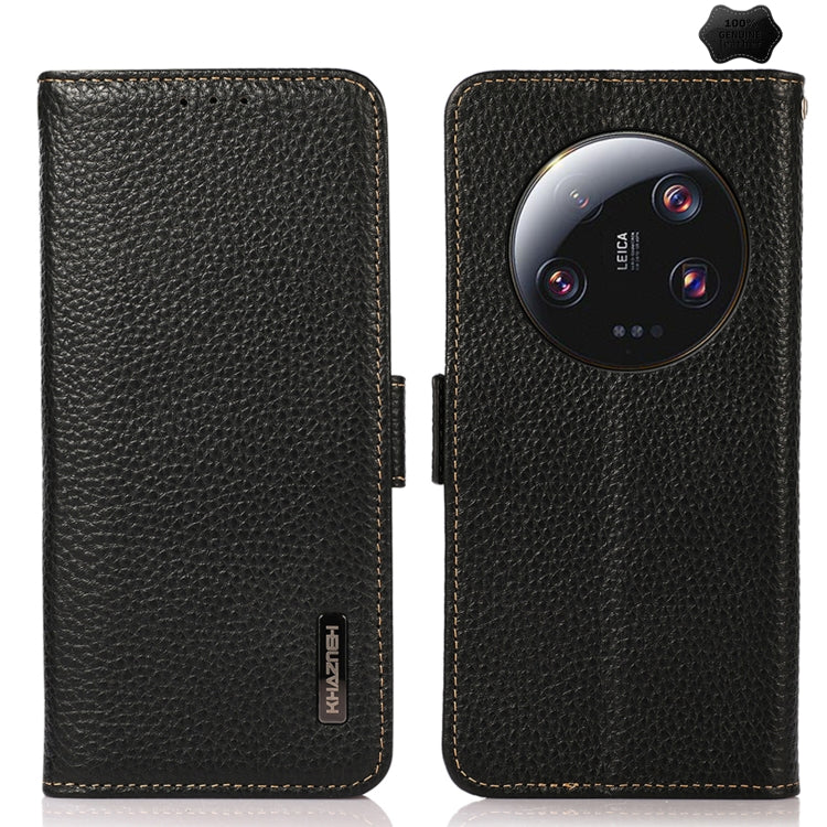 KHAZNEH Side-Magnetic Litchi Genuine Leather RFID Phone Case, For Xiaomi 13 Ultra, For Asus ROG Phone 7